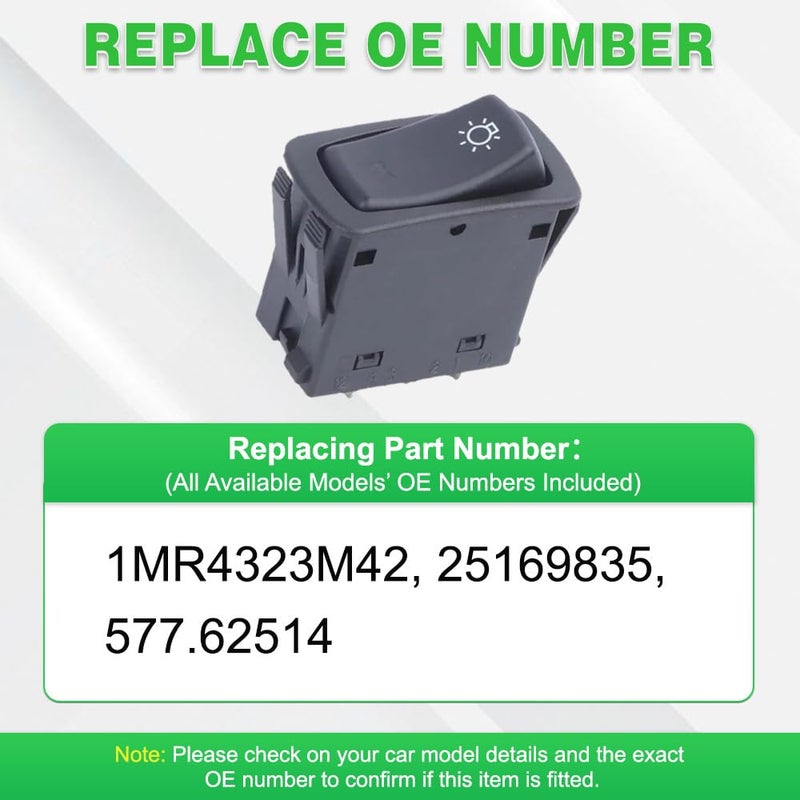RAGBUSCLE Light Control Switch, Replaces 1MR4323M42, 25169835, 577.62514, Light Control Button Replacement Compatible with Mack Truck, 7 Pins, 1 pc - Image 4